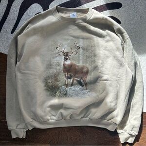 Vintage Duck Deer Wilderness Tan Crewneck Sweatshirt